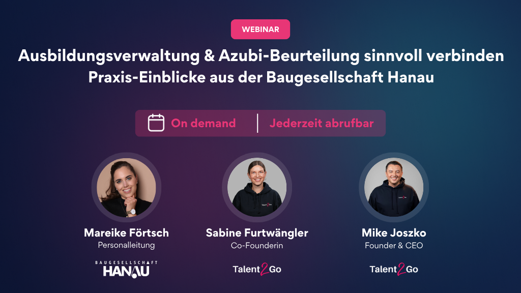 Webinar: Ausbildungsverwaltung & Azubi-Beurteilung Baugesellschaft Hanau