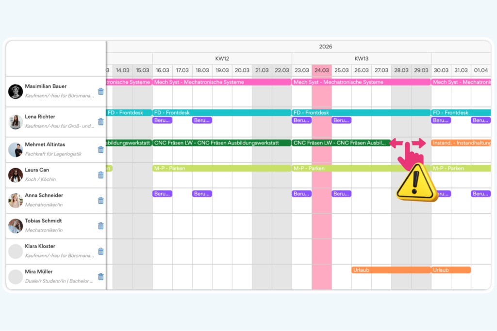 Drag & Drop mit Live-Konfliktcheck